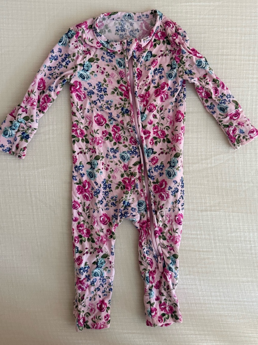 Posh Peanut Baby Girl Convertible Baby Pajama Sleeper- pixie (pink floral)- NB